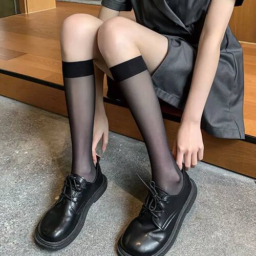 Woman Girls JK Cute Lolita Long Socks Summer Ultra Thin Knee