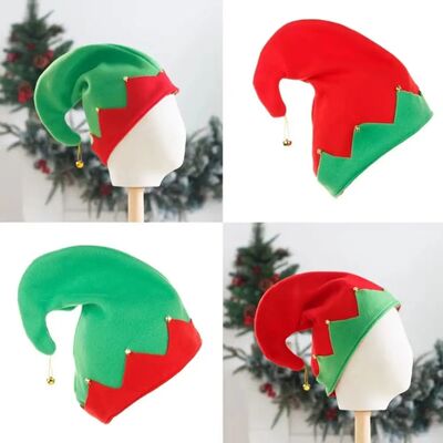 Cheerful Elf Hat Pointed Top Design Soft Fabric Santa Cap Me