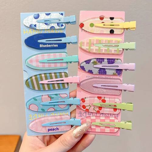 14Pcs/set Colorful Fruit Hair Clips Side Bangs Duckbill Hair