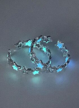 Punk Noctilucent Cute Star Heart Love Rings Luminous Glow In