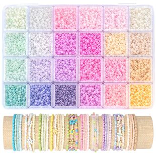 24-Color Glass Seed Beads Assortment Kit, 2/3/4mm 12000/5760