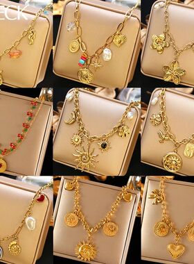 EILIECK 316L Stainless Steel Sun Heart Flower Pendant Neckla