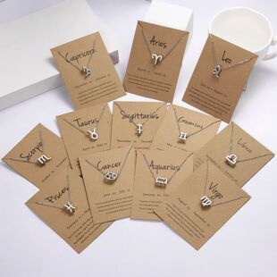 Men Women 12 Horoscope Zodiac Sign Silver Color Pendant Neck