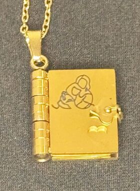 Spanish Granddaughter Book Necklace Engraved Information Hea