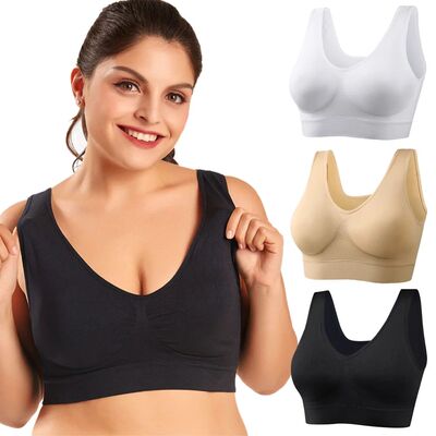 Sports Bra Push Up Wireless Plus Size Bras Double Layer Seam