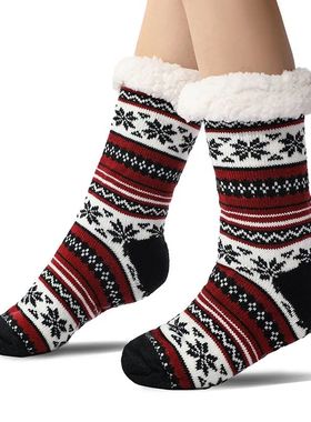 Fluffy Non Slip Socks Mens Plaid Winter Warm Short Cotton Th