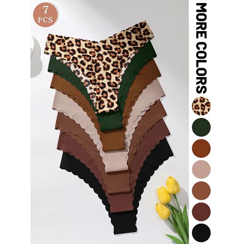 7pcs/Pack Women's seamless wavy-edge comfortable soft sexy t