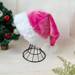 Plush Hat Black Red Holiday Long Pink Xmas Santa Christmas