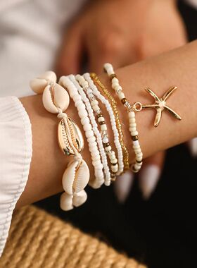 7pcs Bohemian Multilayer Ocean Style Starfish Shell Beads Su