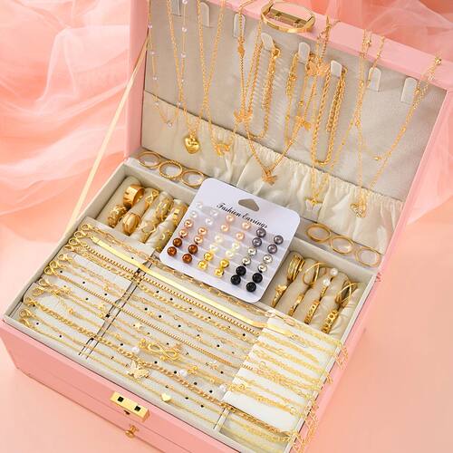 83pcs Elegant Pearl Geometric Earrings Necklace Bracelet Rin