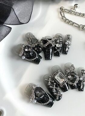 10 pieces of handmade coffin shaped nails, beautiful fake na