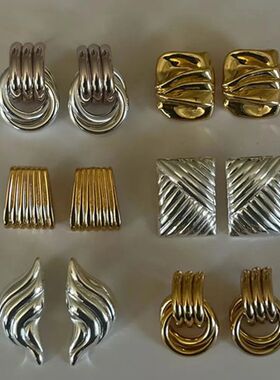 Vintage Texture Gold Plated Stainless Steel Earrings for Wom