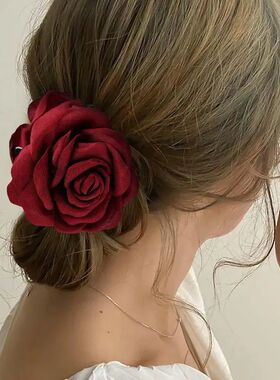 1pc Rose fabric flower claw clip, Amazon popular hair access