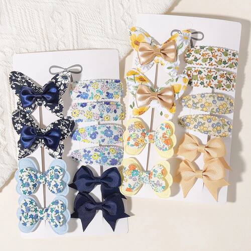10/11Pcs 2Styles Girls Butterfly Hair Clips BB Clips Handmad