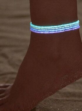 4Pcs/Set Luminous Rice Beads Anklets For Women Colorful Elas