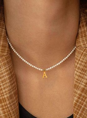 Stainless steel letters initial pendant necklace diy name Si