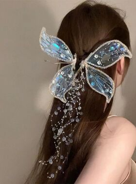 2024  Crystal Butterfly Wing Hair Clip Female Atmosphere Pho