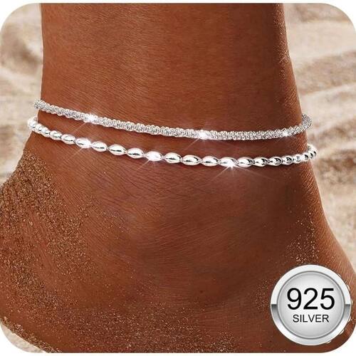 925 Sterling Silver Ankle Bracelets for Women Waterproof Dai