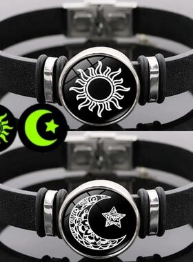 1/2Pcs Luminous Sun Moon Braided Bracelets for Lovers Adjust
