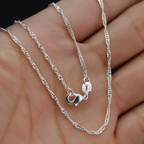 Silver-plated Necklace Jewelry Women's Water Wave Chain Pend