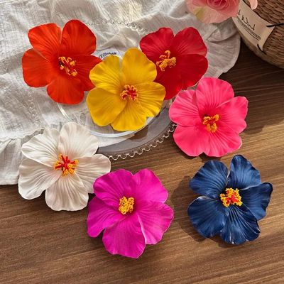 1pc seaside holiday style artificial hibiscus hair clip for
