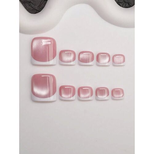 14pcsChic Handmade Nail Stickers, Cat Eye & French Tip Desig