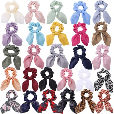 Fashion Floral Leopard Print Scrunchie Bowknot Hair Rope Wom