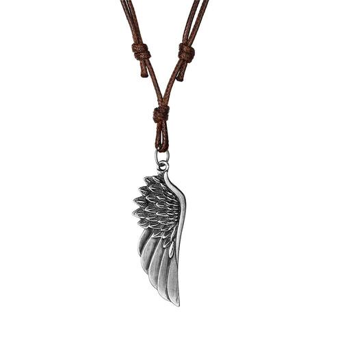 Feather Angel Wings Necklace Pendants Vintage Black Brown Le