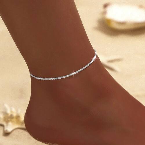 Sparkling Thin Chain Anklet Bracelet for Women Zircon Cross