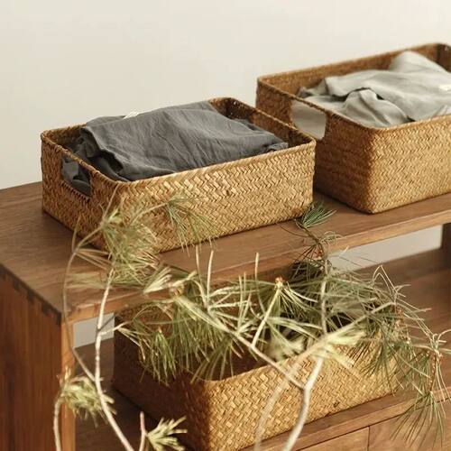 Zerolife-Woven Seagrass Basket for Home Decor, Natural Wicke