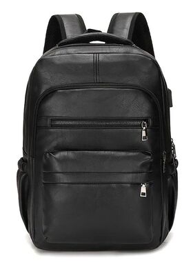 High Quality USB Charging Backpack Men PU Leather Bagpack La