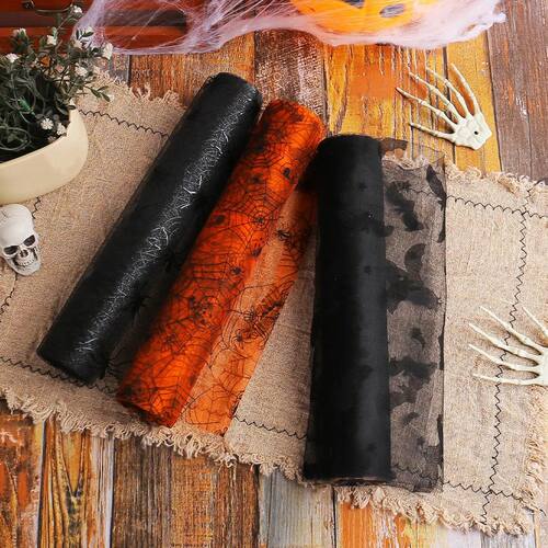 Halloween Mesh Table Flag Lace Tablecloth Bat Spider Web Sku
