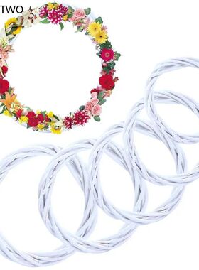 White Garland Wicker Round Design Christmas Tree Rattan Wrea