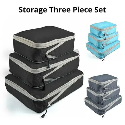 3Pcs/set Black/Blue/Grey Compressible Travel Storage Bag Por
