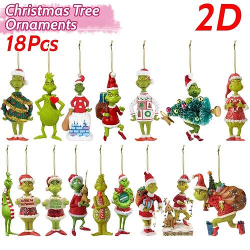 2D Acrylic Christmas Tree Green Monsters Ornaments Cute Gree