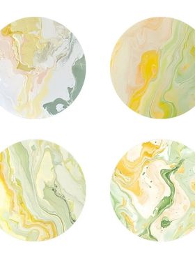 4 pieces of marble pattern printed coasters, suitable for da
