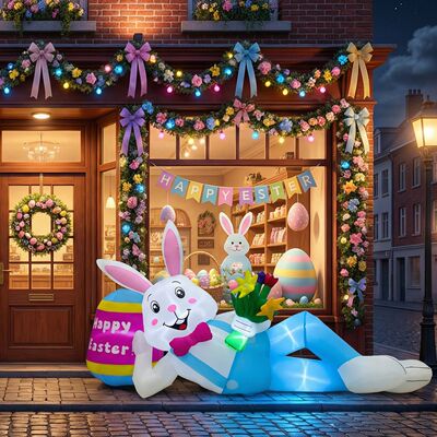 OurWarm 8FT Easter Inflatables Outdoor Decor, Lying Inflatab
