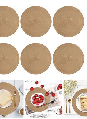 Set of 12 Round Braided Table Mat Washable Placemats Non Sli