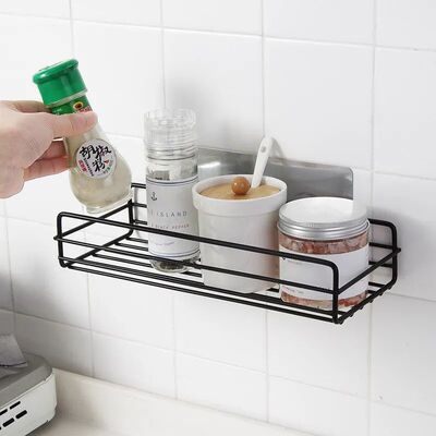 Bathroom Storage Rack Kitchen Organizer Shelf Black Shelves