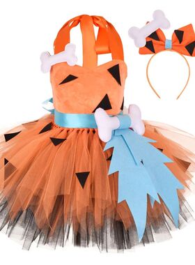 Flintstones Bone Costume Kids Girl Halloween Party Dresses G