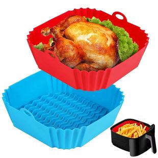 Safe Fryer BBQ Square Reusable Food Tray Pot Air Silicone