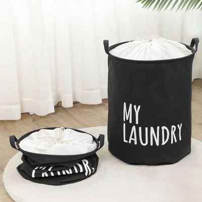 1pc-Foldable Drawstring Laundry Basket Large Capacity Waterp