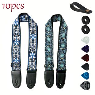 Electric Guitars and 10Pcs Jacquard Strap Bass Weav Guitar