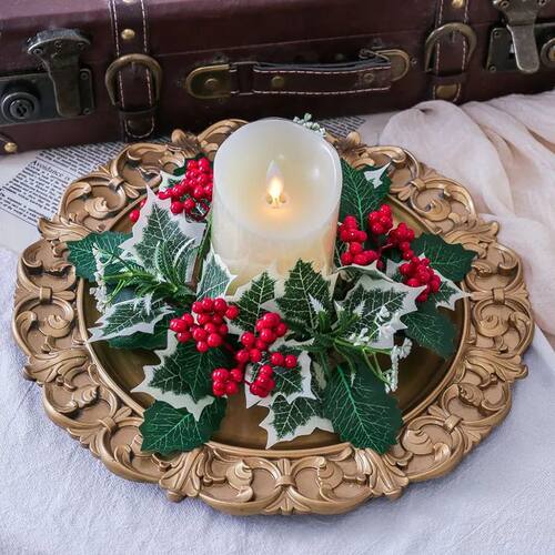 Christmas Ornaments Candle Holder Candlestick Wreath Centerp