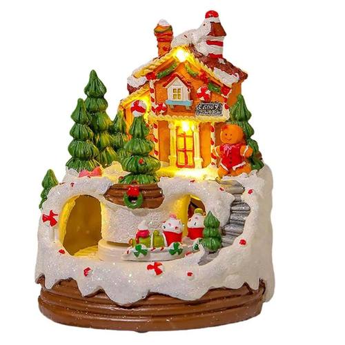 Illuminated Christmas Gingerbread Village House With Train L