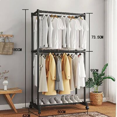 Double-pole Coat Rack Dustproof Floating Shelves for Wall Ir