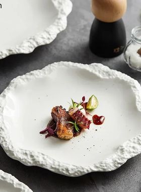 Simple Solid Color Tableware Ceramic Pasta Steak Plate Dinne