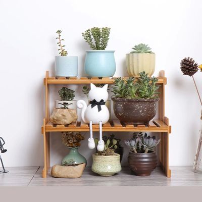 Indoor Plants Holder Wood Shelf Pot Organizer Bookshelf Balc