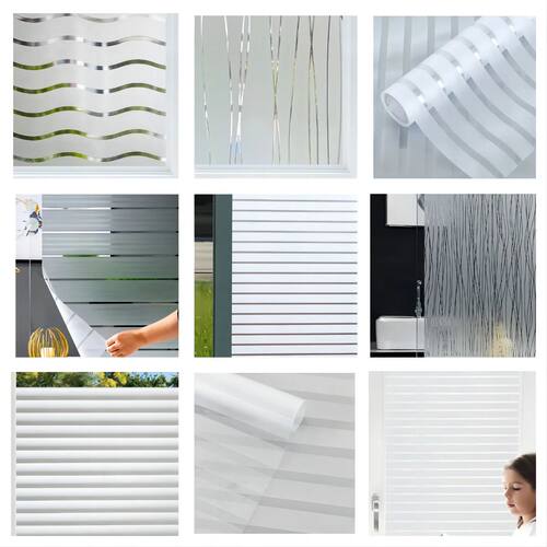 Frosted Window Film Privacy Film for Glass Windows Stripe Pa