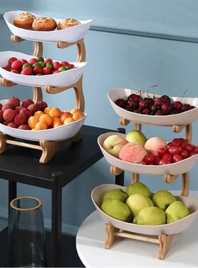Three Layer Table Plates Dinnerware Wooden Kitchen Fruit Bow